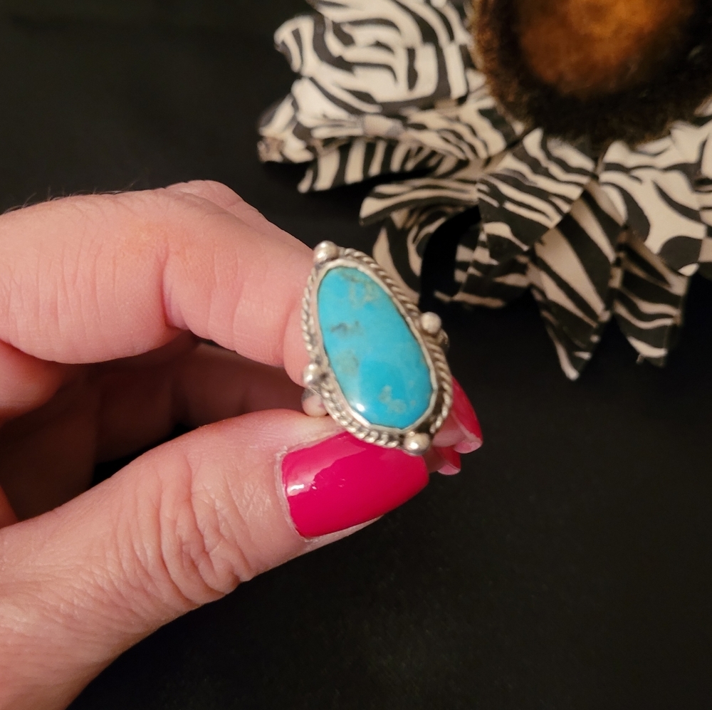 Vintage Turquoise Sterling Silver Ring Size 5